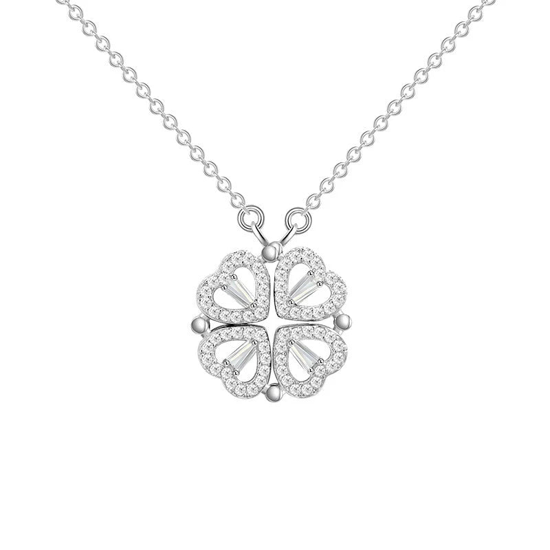 Necklace Four-Heart Clover Pendant Adjustable Chain