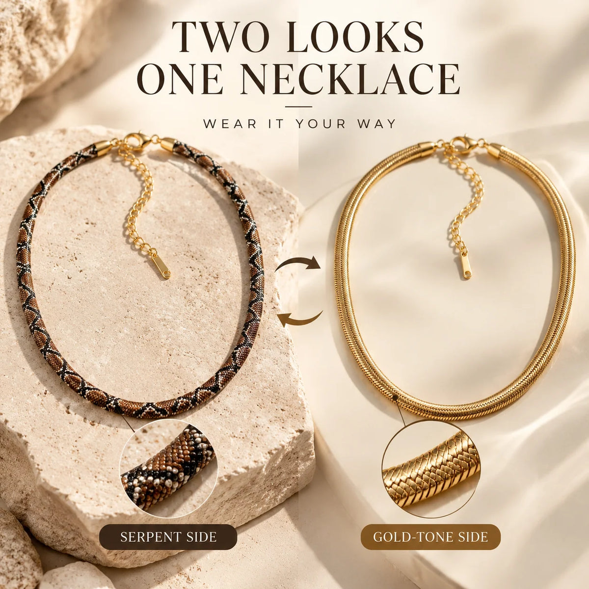 Necklace Serpent Design Statement Style