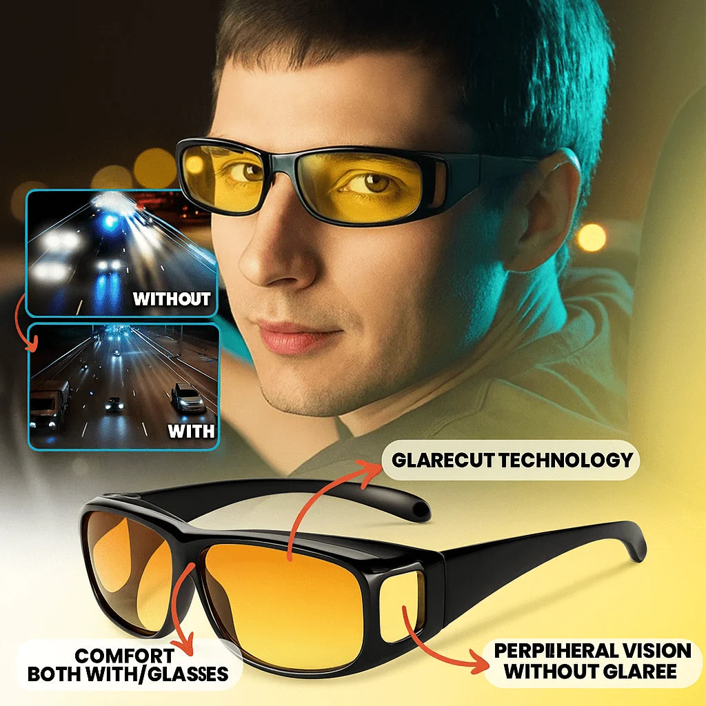 Night Driving Glasses Yellow-Tinted HD Glare Protection