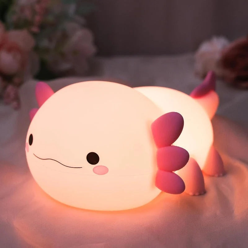 Night Light Axolotl Silicone Rechargeable Tap Control