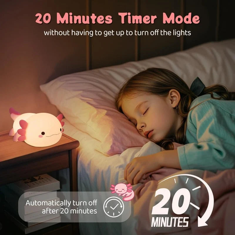 Night Light Axolotl Silicone Rechargeable Tap Control