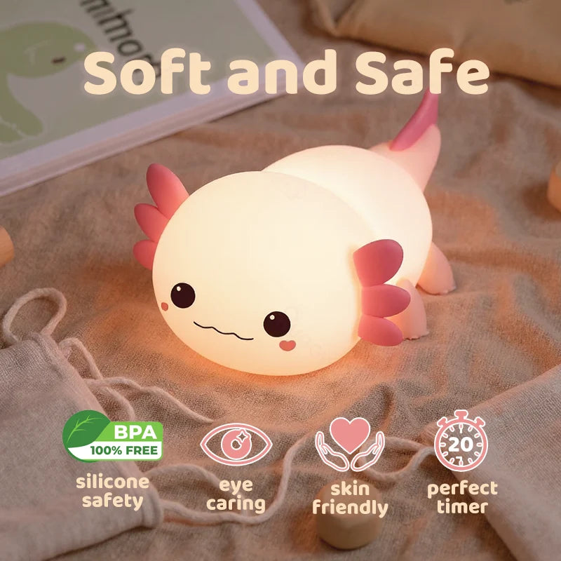 Night Light Axolotl Silicone USB-C Rechargeable