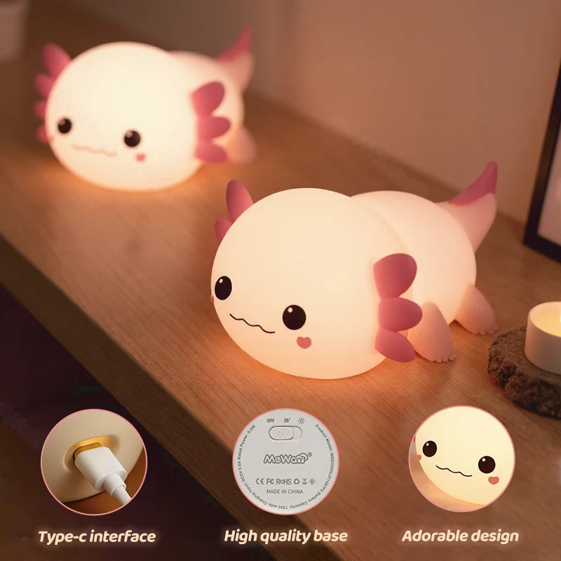 Night Light Axolotl Silicone USB-C Rechargeable