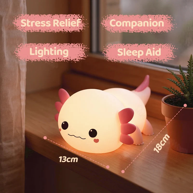 Night Light Axolotl Silicone USB-C Rechargeable