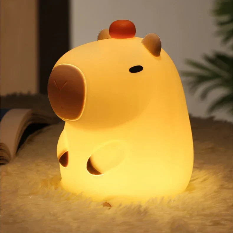 Night Light Capybara Design Warm LED USB Rechargeable