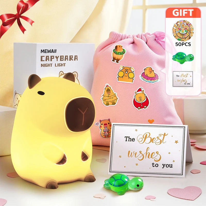 Night Light Capybara Silicone Warm Glow USB-C Rechargeable