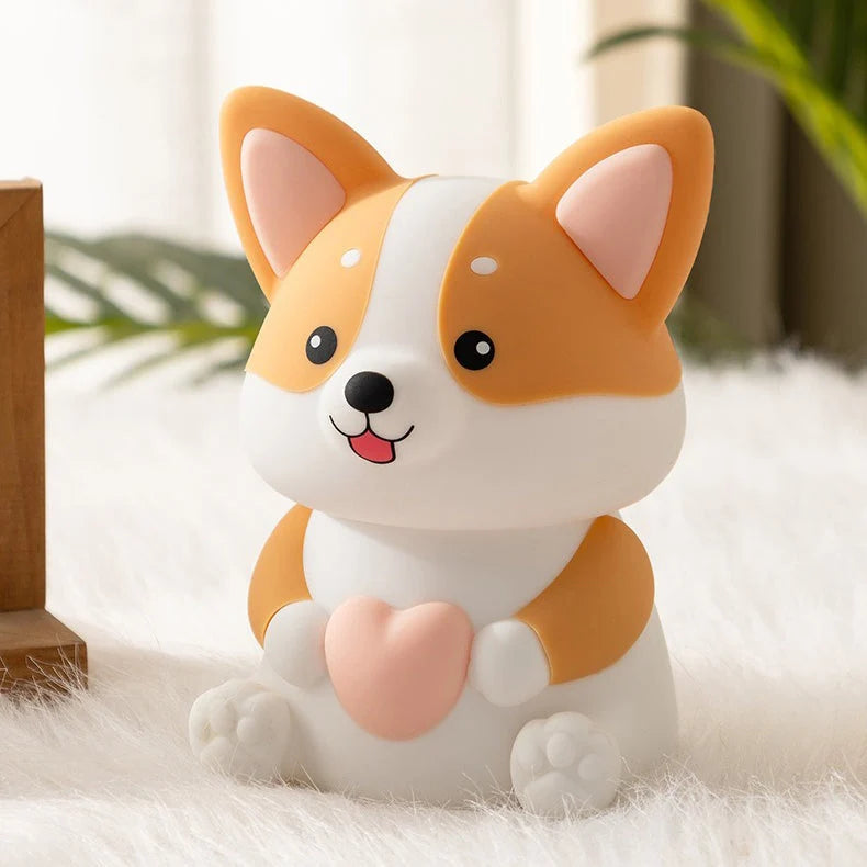 Night Light Corgi Design Silicone Warm Glow