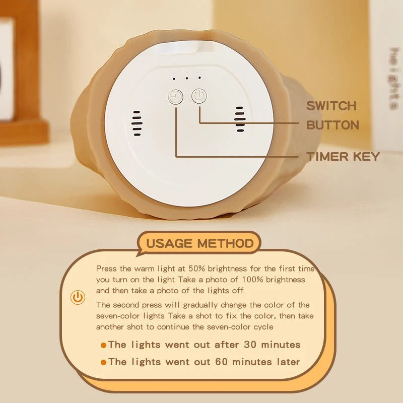 Night Light Koala Design Soft Silicone Warm Amber Glow