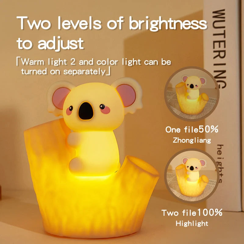 Night Light Koala Design Soft Silicone Warm Amber Glow