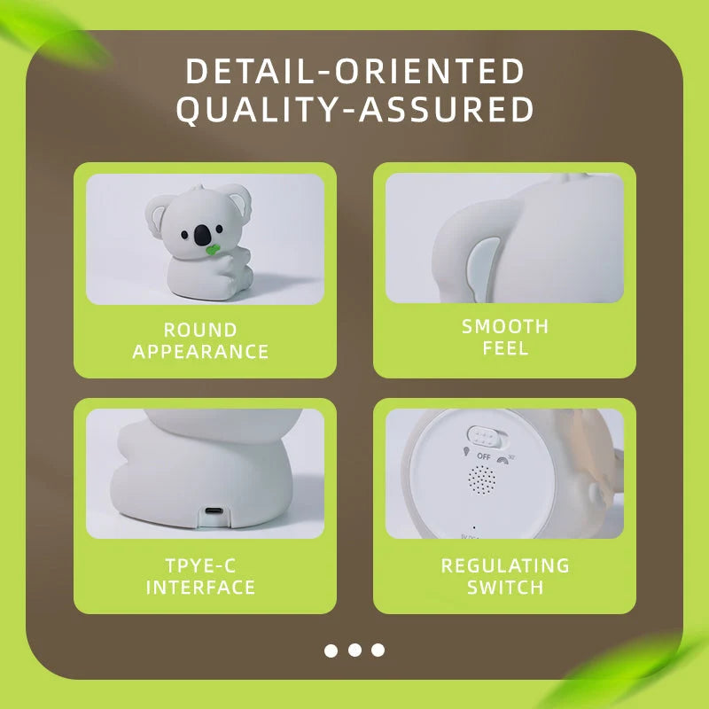 Night Light Koala Silicone Touch-Activated Warm LED Glow