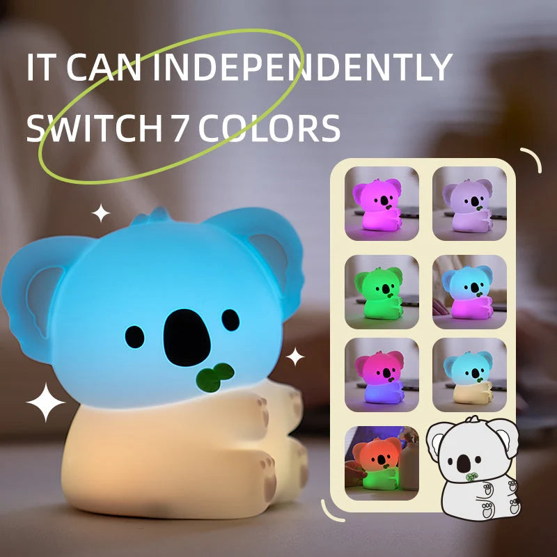 Night Light Koala Silicone Touch-Activated Warm LED Glow
