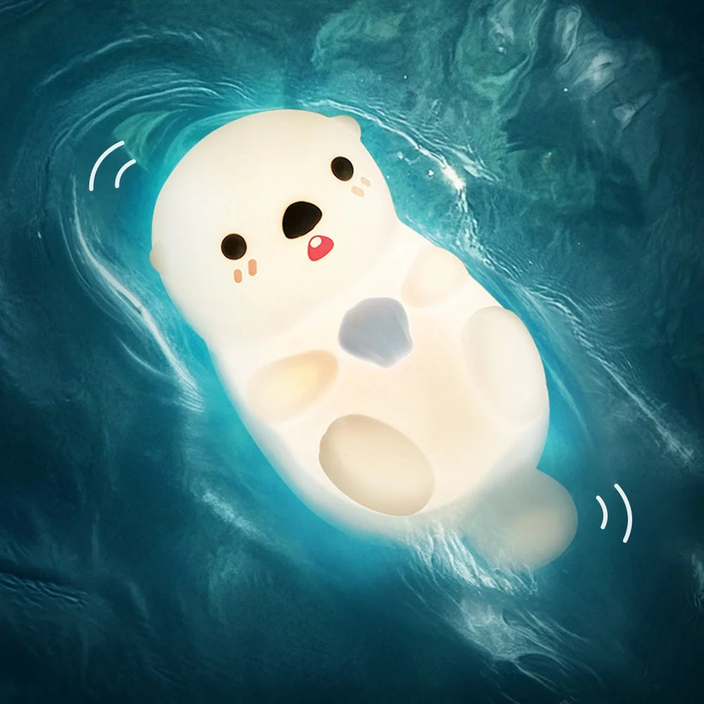 Night Light Otter Design Tap-Controlled Silicone Exterior