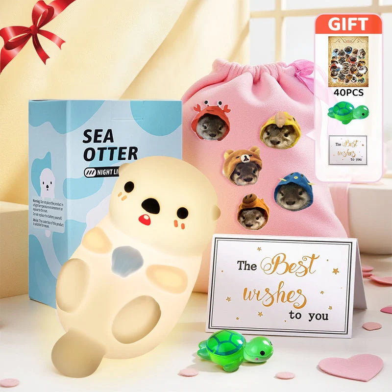 Night Light Otter Design Tap-Controlled Silicone Exterior
