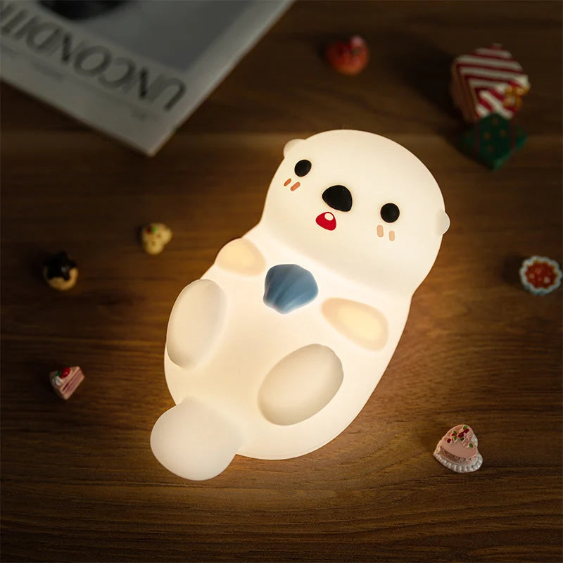 Night Light Otter Design Tap-Controlled Silicone Exterior