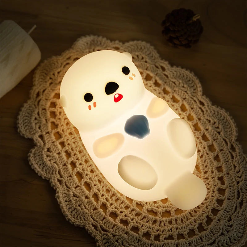 Night Light Otter Design Tap-Controlled Silicone Exterior