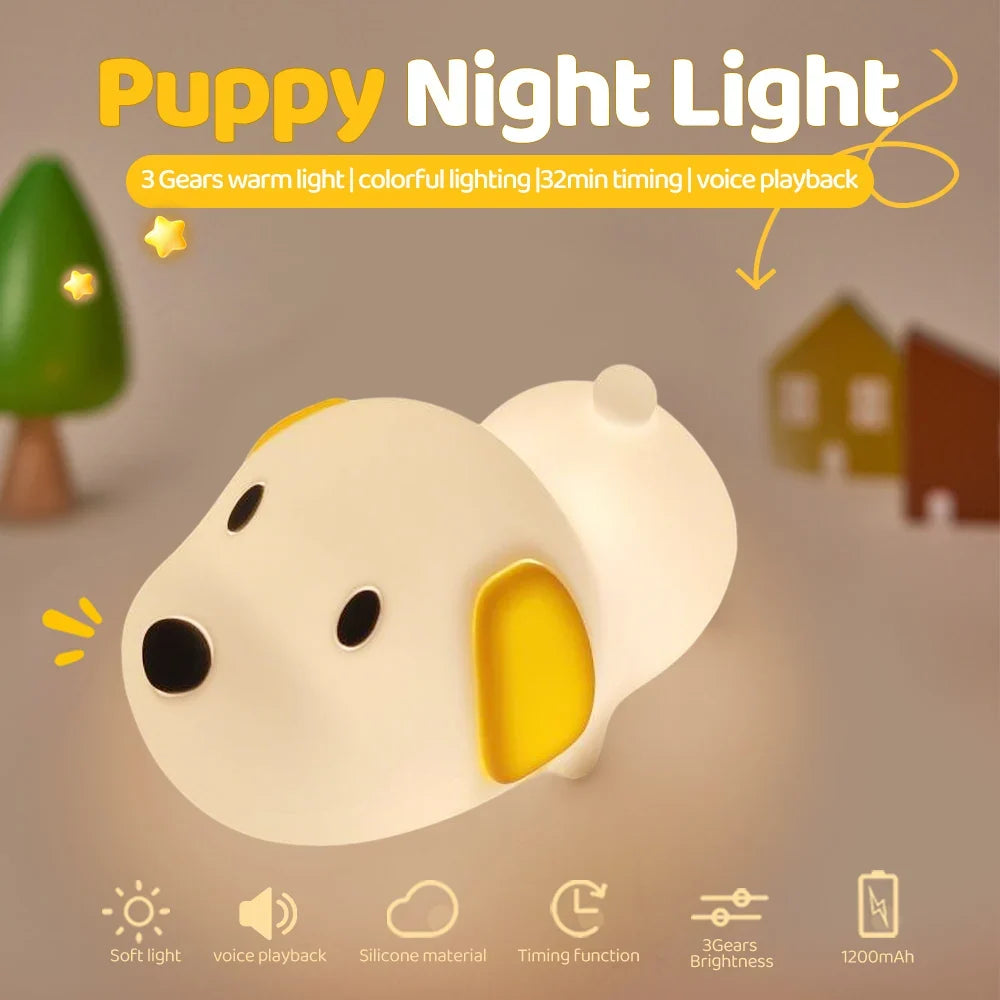 Night Light Puppy-Shaped Silicone Cordless With Tap Control