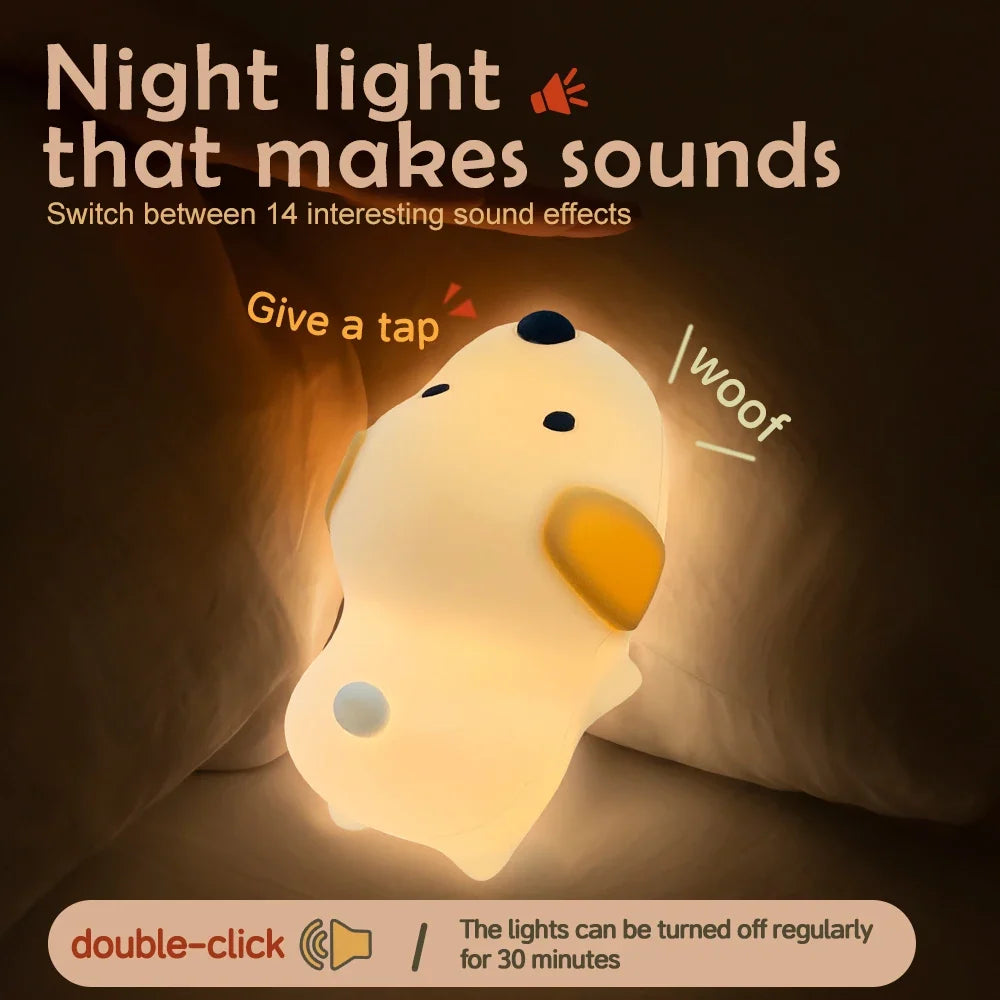Night Light Puppy-Shaped Silicone Cordless With Tap Control
