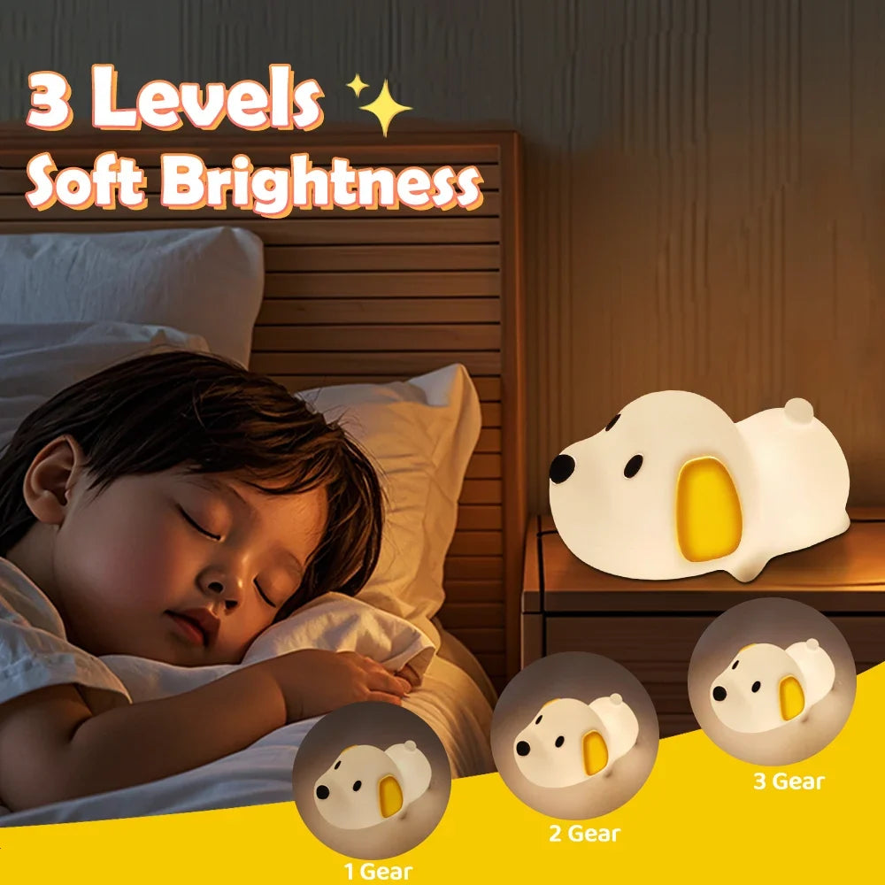 Night Light Puppy-Shaped Silicone Cordless With Tap Control