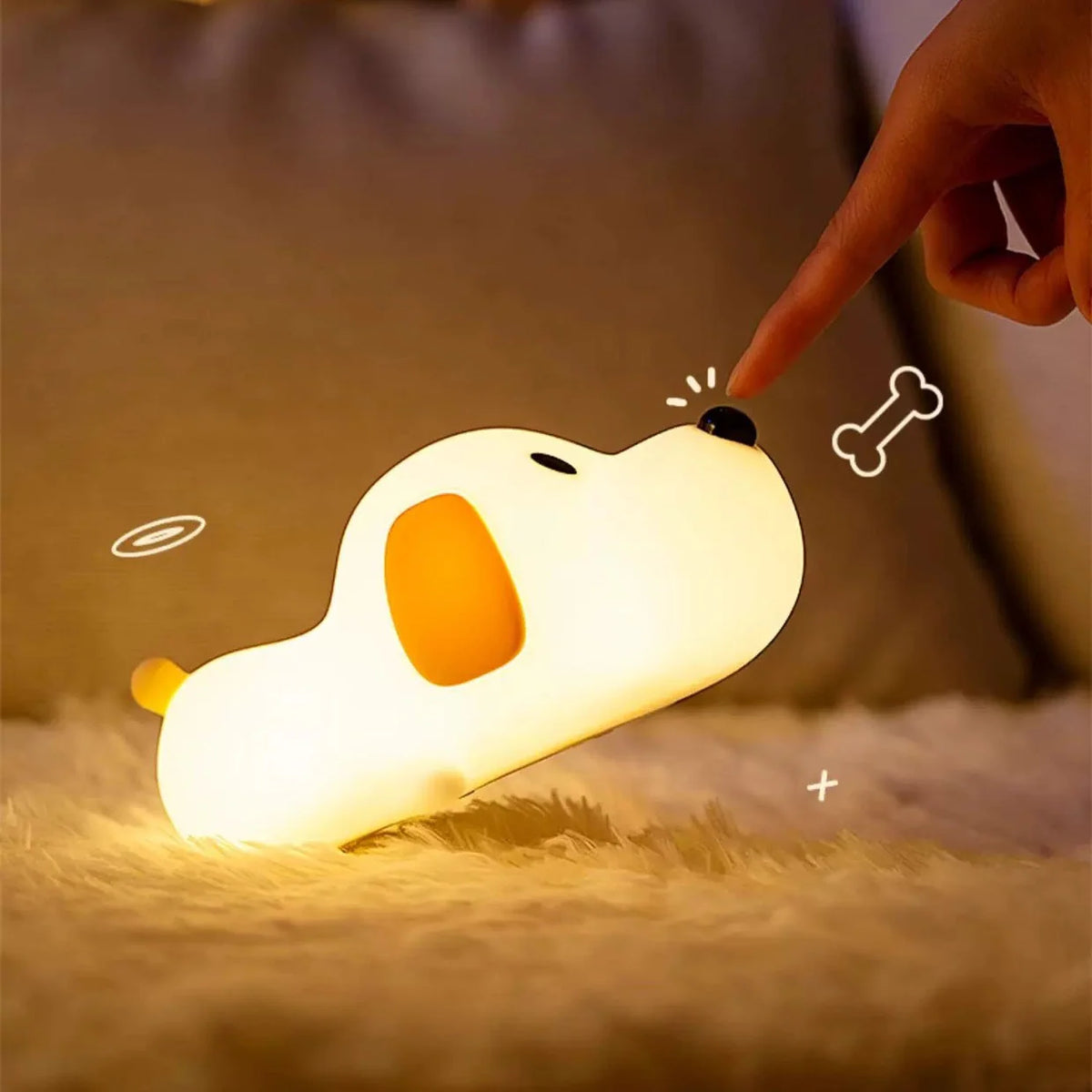 Night Light Puppy-Shaped Silicone Cordless With Tap Control
