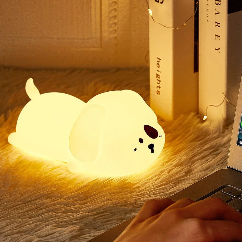 Night Light Puppy Soft Silicone Tap-Controlled USB Rechargeable