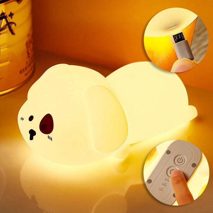 Night Light Puppy Soft Silicone Tap-Controlled USB Rechargeable