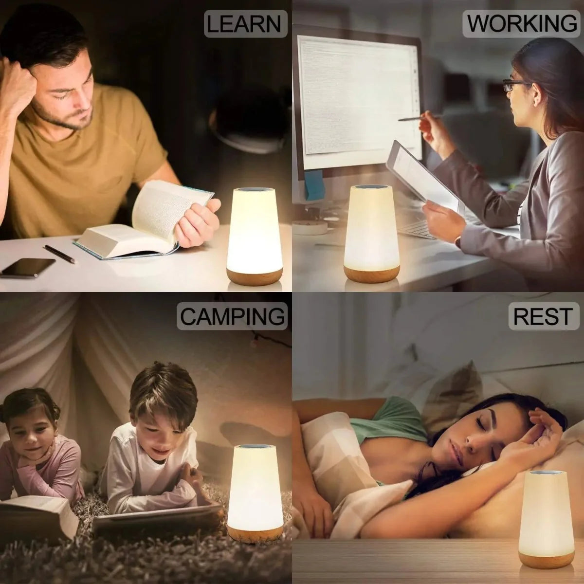 Night Light Rechargeable Touch Dimming Remote Control 10-Hour Battery