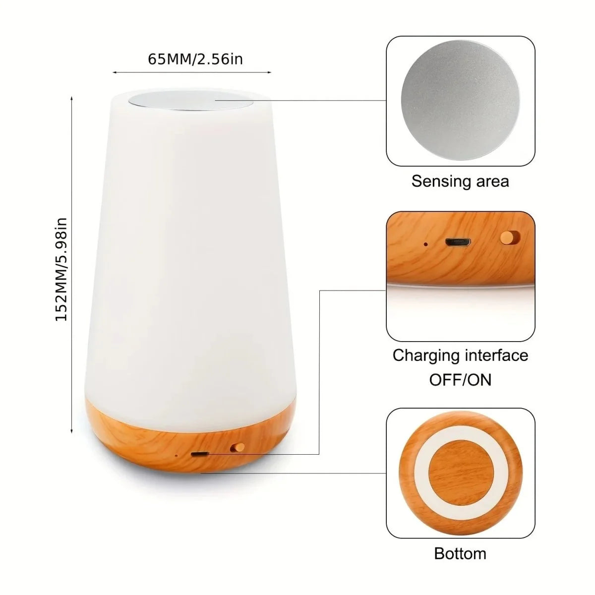 Night Light Rechargeable Touch Dimming Remote Control 10-Hour Battery