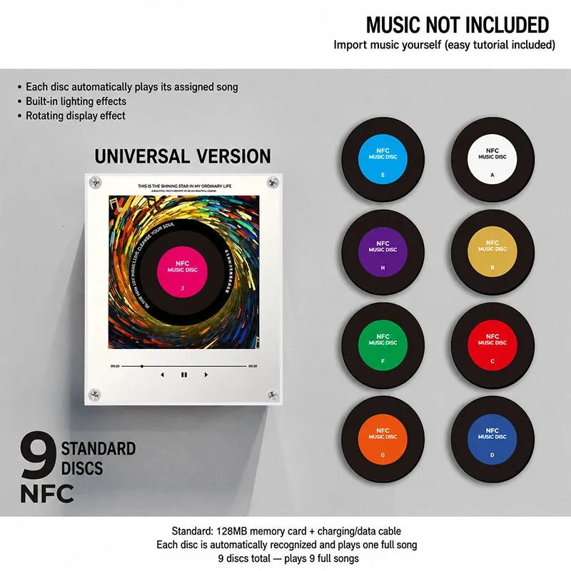 Night Light Rotating Vinyl Record NFC-Activated Magnetic Mount