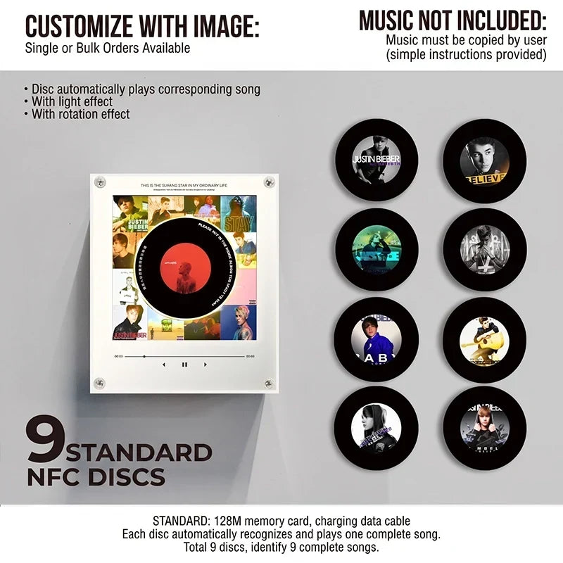 Night Light Rotating Vinyl Record NFC-Activated Magnetic Mount
