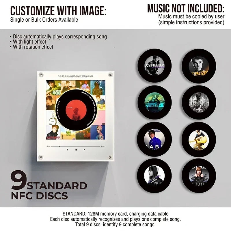 Night Light Rotating Vinyl Record NFC-Activated Magnetic Mount