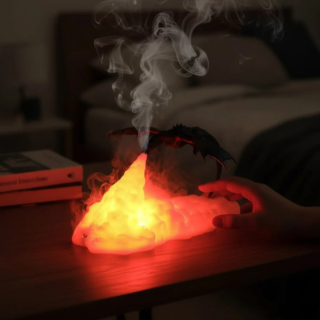 Night Light Sculptural Dragon Flickering Flame USB Or Battery
