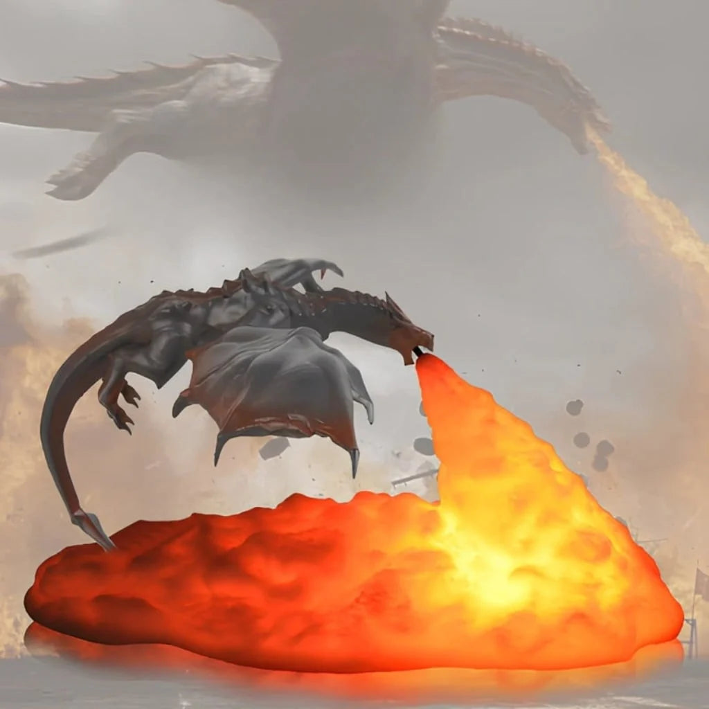 Night Light Sculptural Dragon Flickering Flame USB Or Battery