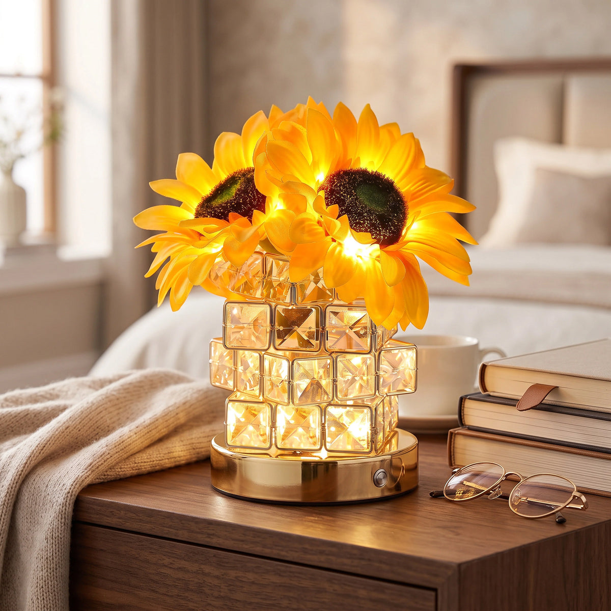 Night Light Sunflower Touch Control Adjustable Brightness Rechargeable