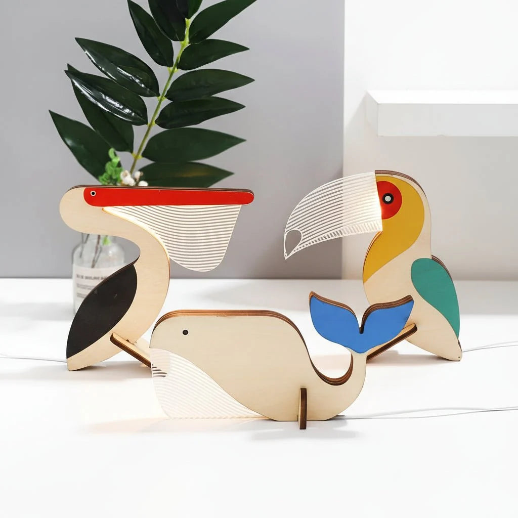 Night Light Wooden Animal USB LED