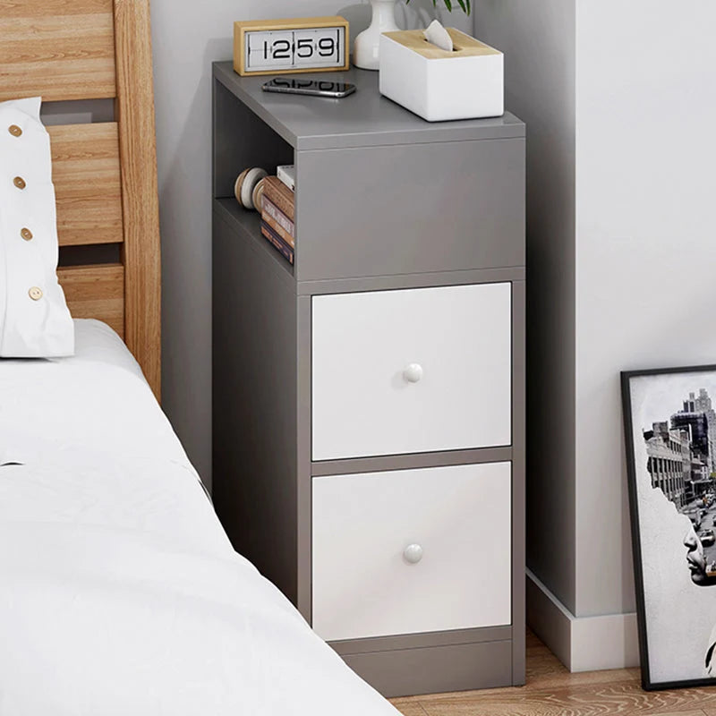 Nightstand MDF 2 Drawers & Enclosed Cabinet