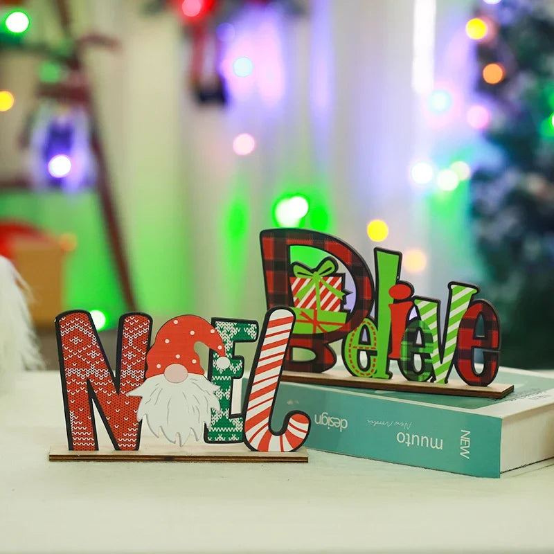 Noel Letters Wooden Christmas Motif Tabletop Display