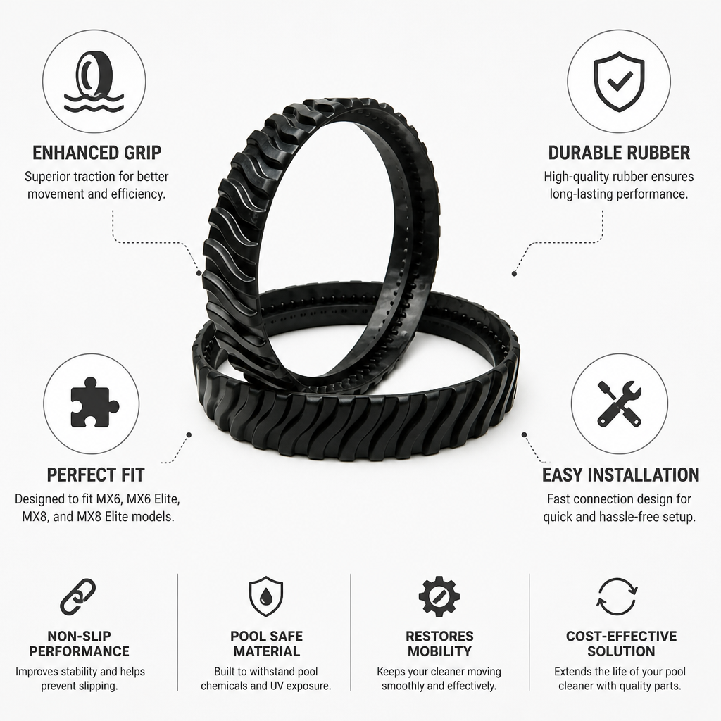 Non-Slip Durable Rubber Pool Cleaner Track Wheel (Fits MX6/MX8)