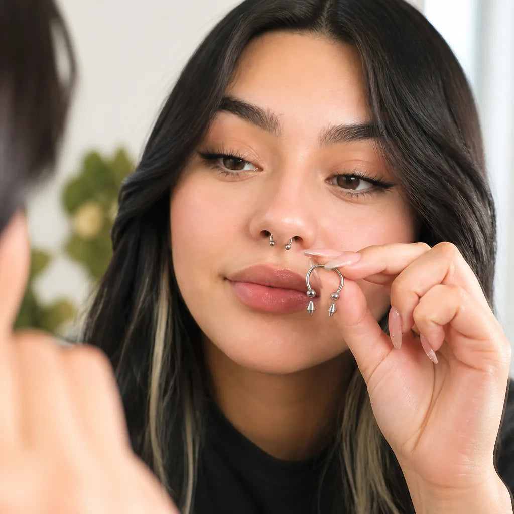 Nose Ring Magnetic Non-Piercing Interchangeable Spikes