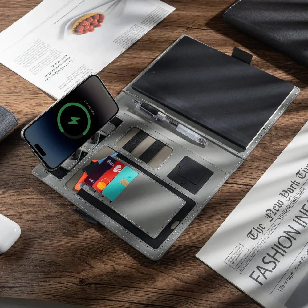 Notebook Portfolio Wireless Charging Refillable PU Leather A5