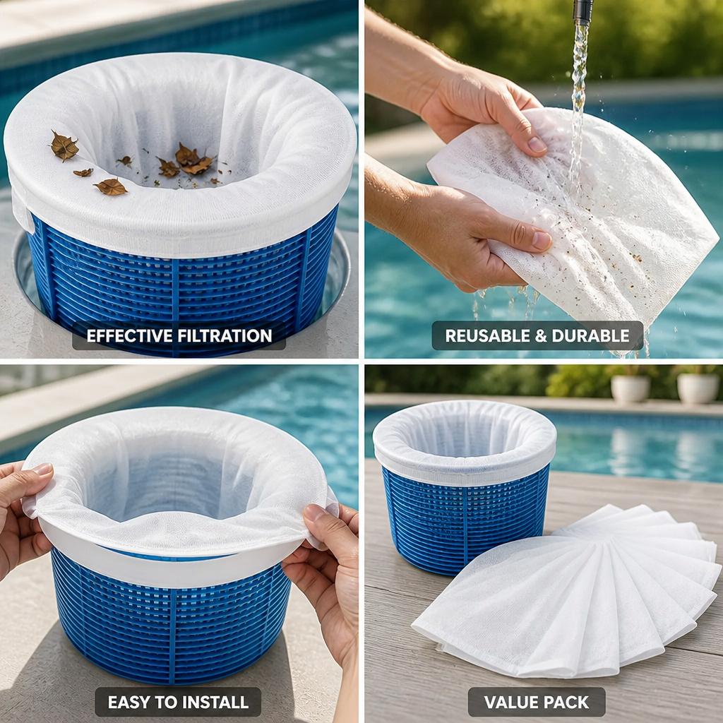 Nylon Mesh Reusable Pool Skimmer Socks (10-Pack)