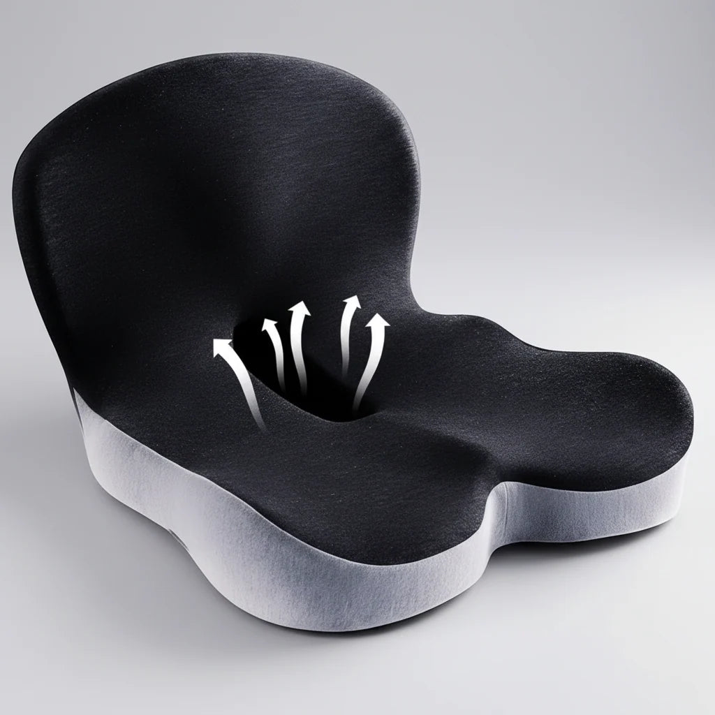 Office Seat Cushion Contoured Tailbone Relief High-Density Memory Foam