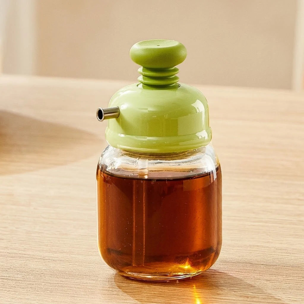 Oil Dispenser Bottle Glass Press-Control No-Drip Spout