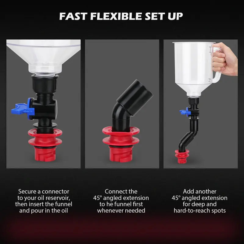 Oil Funnel Adapter Kit Color-Coded With Magnetic Trays