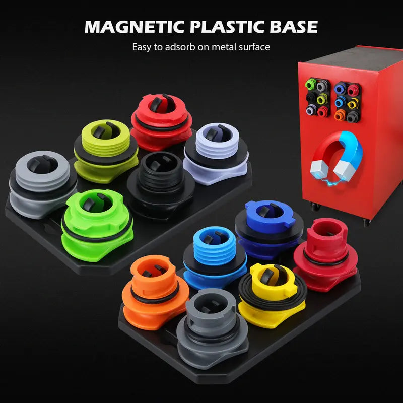 Oil Funnel Adapter Kit Color-Coded With Magnetic Trays