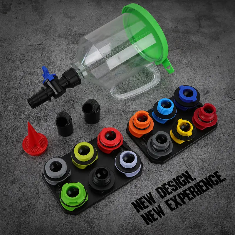 Oil Funnel Adapter Kit Color-Coded With Magnetic Trays