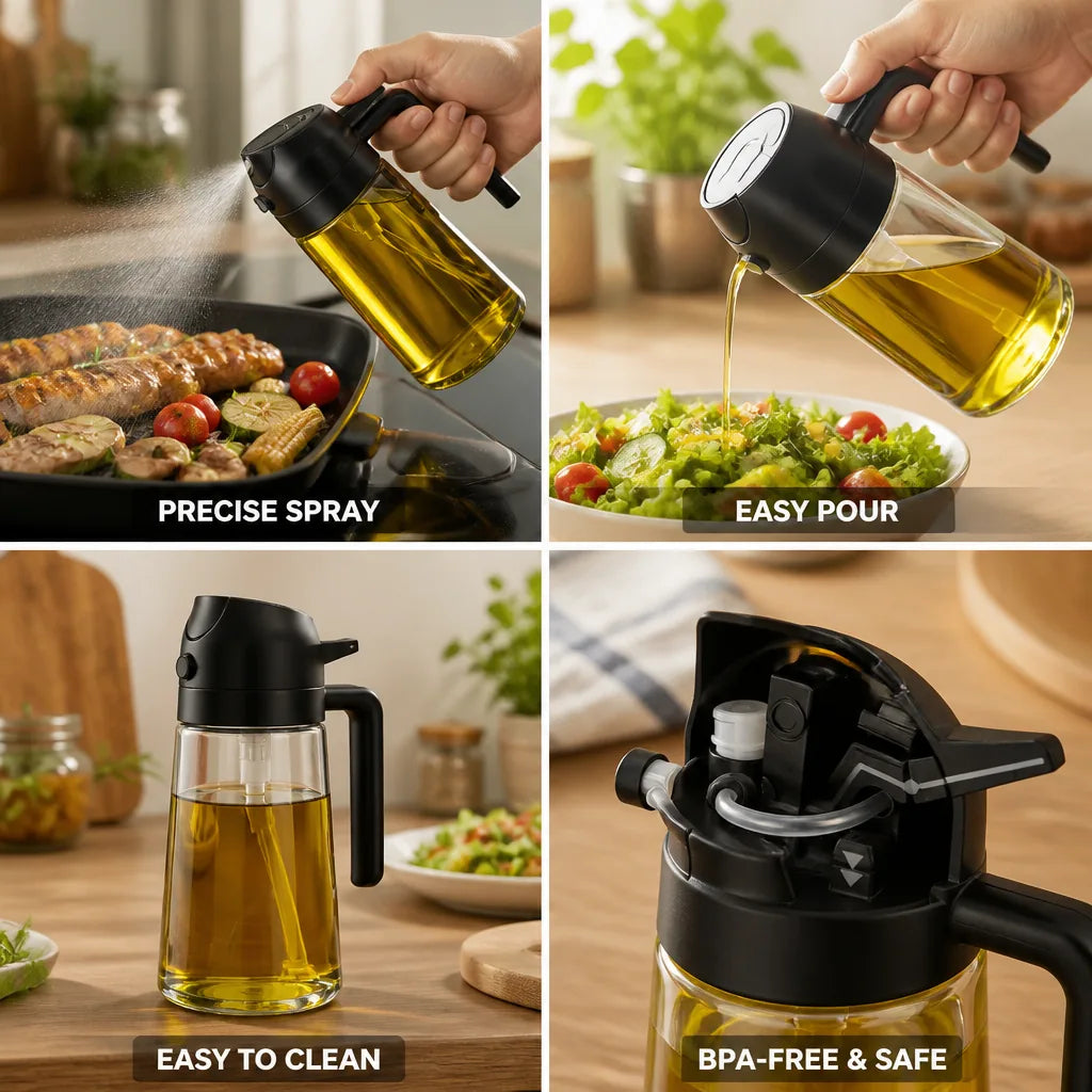 Oil Sprayer Bottle 2-In-1 Spray & Pour Glass 470ml
