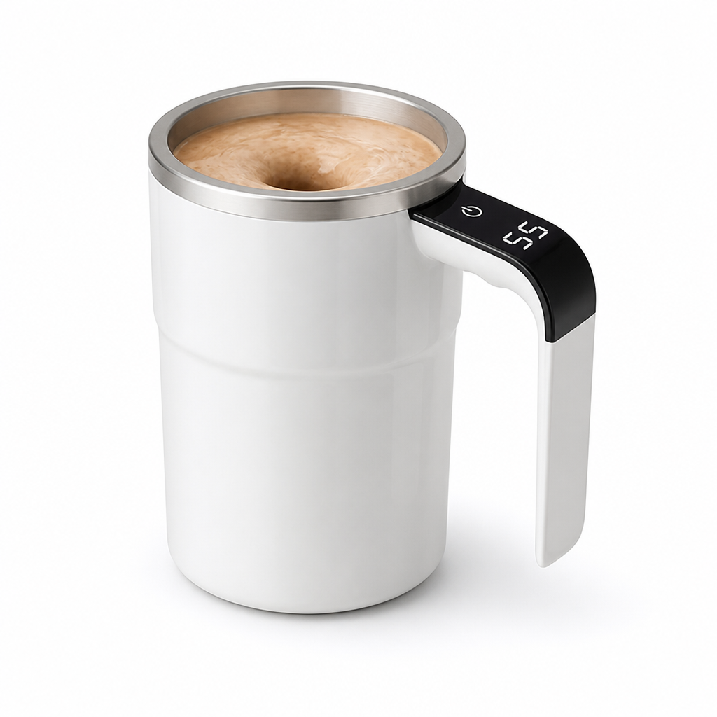 One-Button Temperature-Display Self-Stirring Mug
