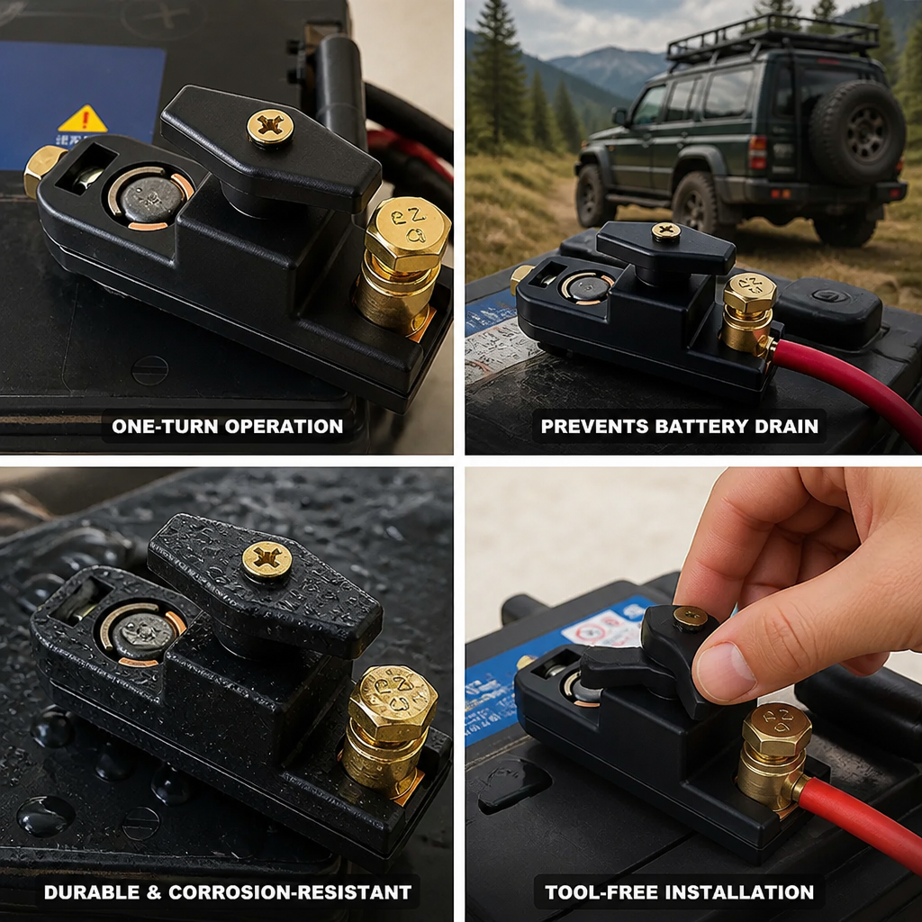 One-Turn Pure Copper Battery Disconnect Switch (12V/24V)