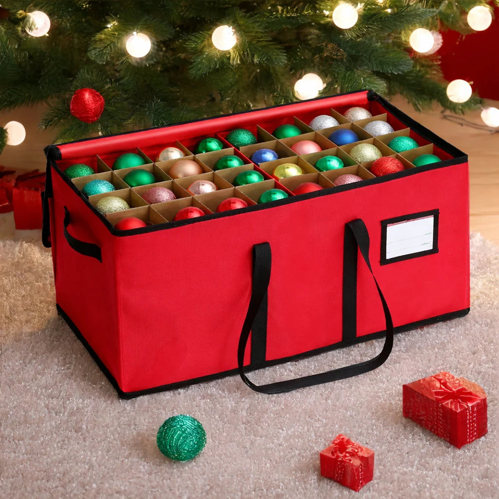 Ornament Storage Bag Divided Fabric Compartments Stackable