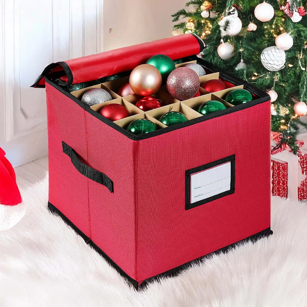 Ornament Storage Box Adjustable Dividers & Clear Viewing Window